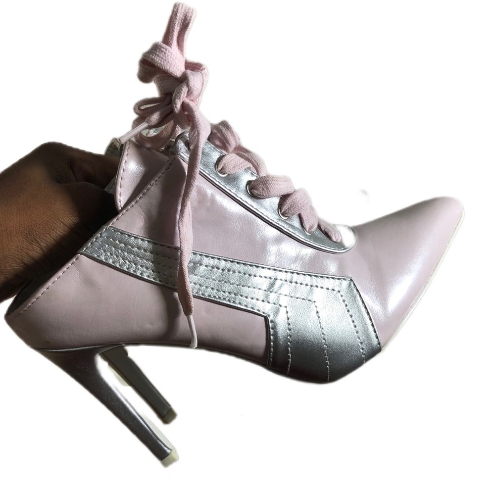 Cape Robbin Pink and Silver Retro Style Point Toe Mules - Picture 3 of 10